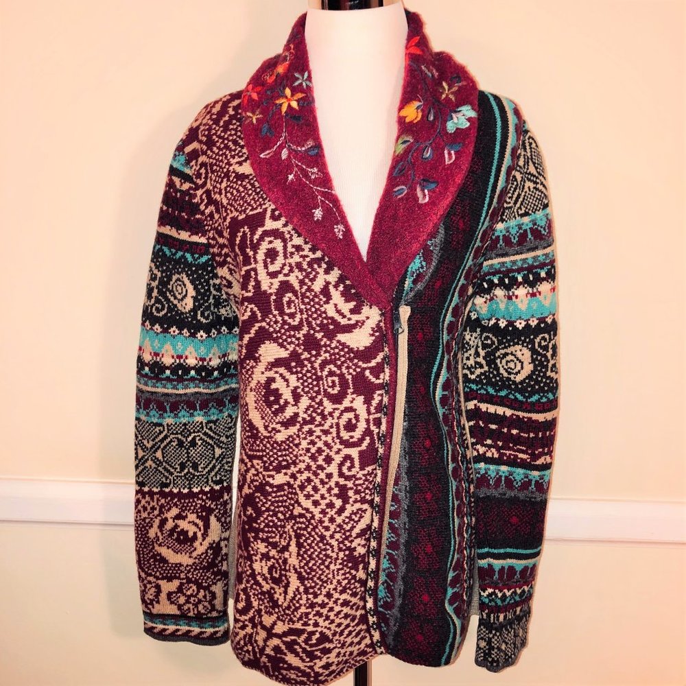 Nwt Ivko Embroidered Wool Multiple Patterns Coat … - image 1